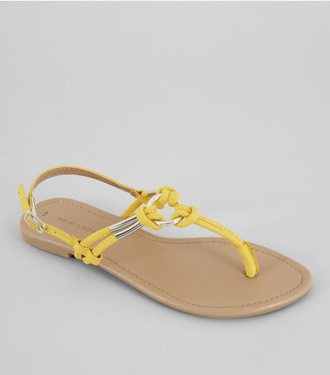 Yellow Metal Ring Toe Post Sandals | New Look