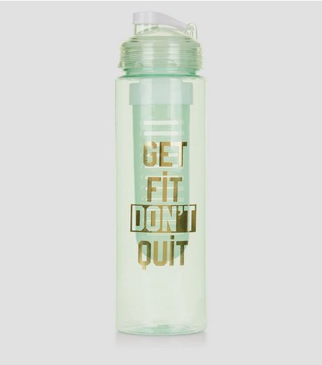 Mint Green Get Fit Don't Quit Infuser Water Bottle | New Look