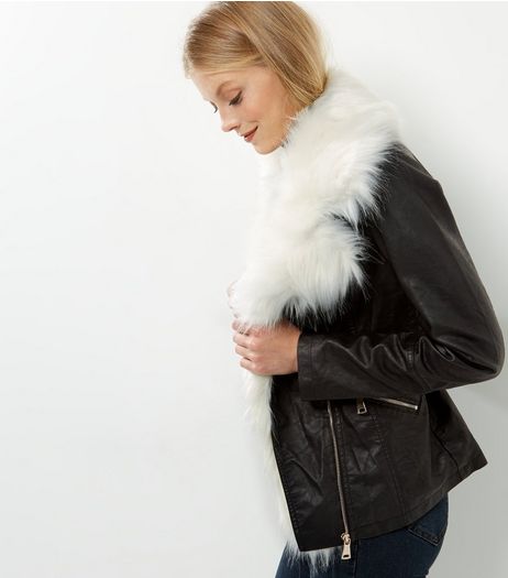 Parisian Black Faux Fur Trim Leather Look Jacket | New Look