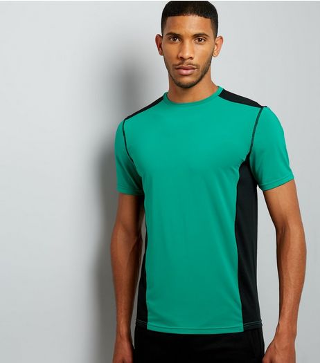 Green Panelled Running T-Shirt | New Look