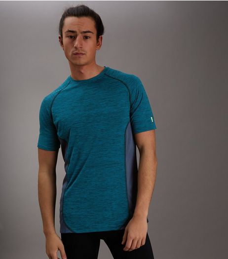 Blue Marl Panelled Running T-Shirt | New Look