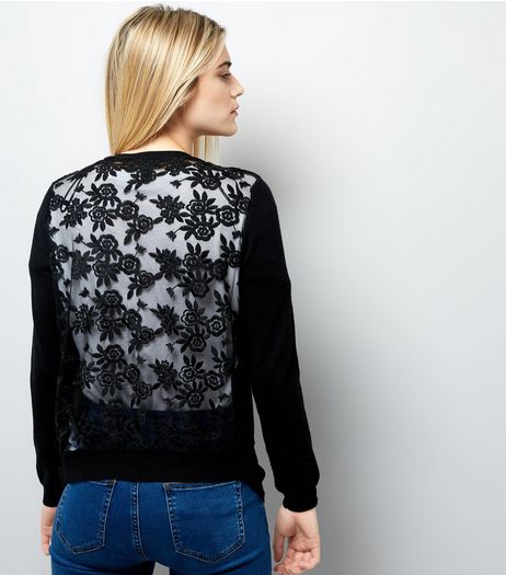 Black Lace Back Cardigan | New Look