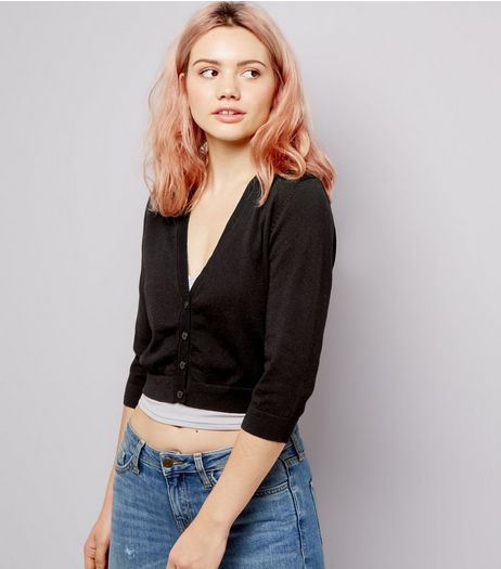 Black Cropped Cardigan | New Look