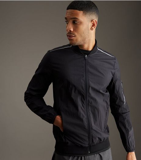 Black Contrast Stripe Sports Jacket | New Look