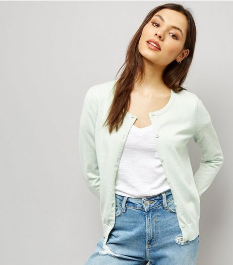 Mint Green Crew Neck Cardigan | New Look