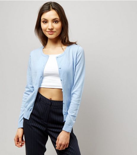 Pale Blue Crew Neck Cardigan | New Look