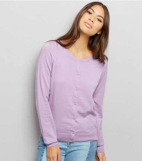 Lilac Crew Neck Cardigan | New Look