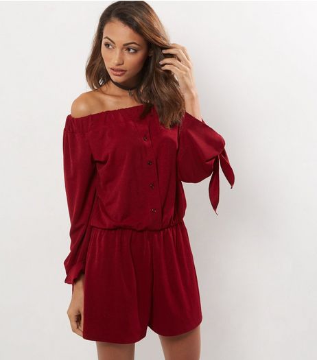 Cameo Rose Burgundy Play Suit | New Look