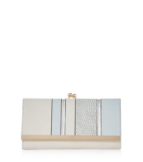 Pale Blue Metallic Panel Purse | New Look