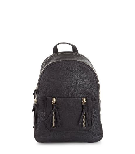 Black Zip Pocket Mini Backpack | New Look