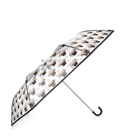 Transparent Pug Print Umbrella | New Look