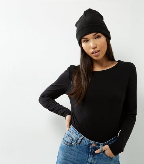 Tall Black Cotton Long Sleeve T-Shirt | New Look