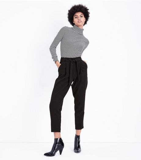 Black Tie Waist Trousers | New Look