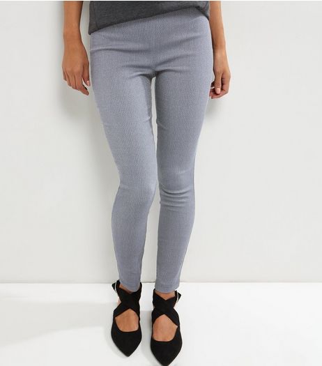 Blue Geo Print Bengaline Slim Leg Trousers | New Look
