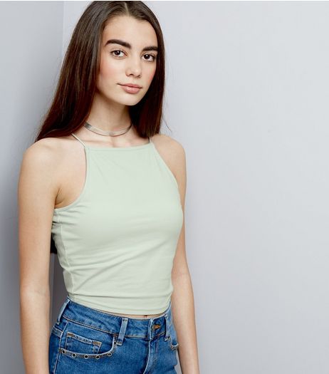 Teens Mint Green High Neck Cami | New Look