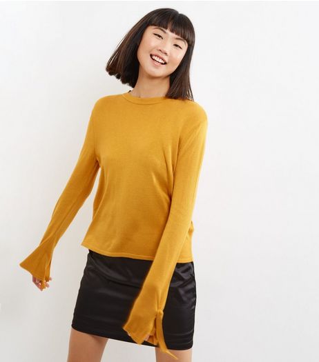 Yellow Tie Sleeve Jumper | New Look