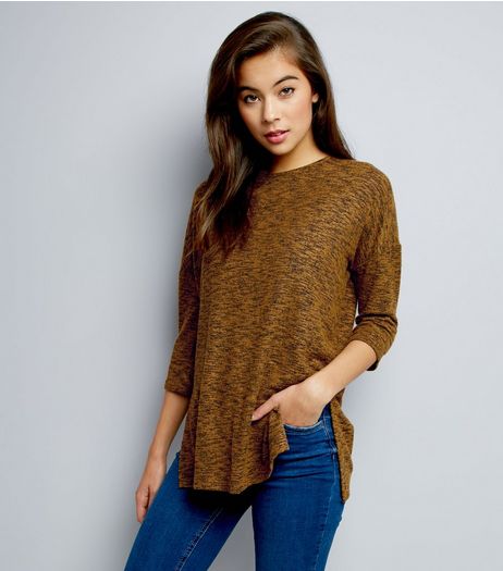 Yellow Split Side Crew Neck Top | New Look