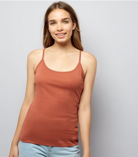 Light Brown Shoestring Strap Cami | New Look