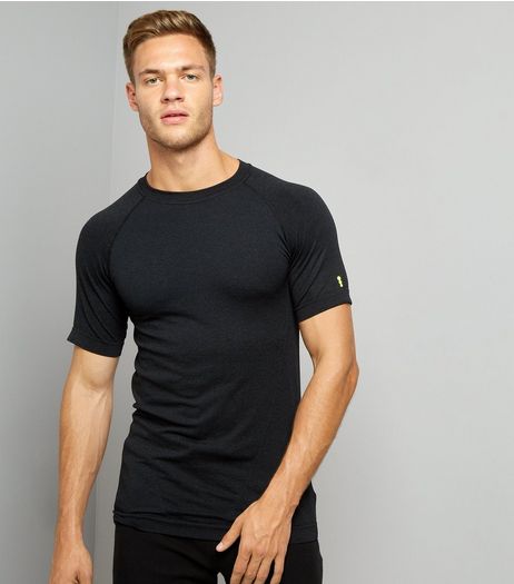 Black Seamless Short Sleeve Sports T-Shirt | New Look