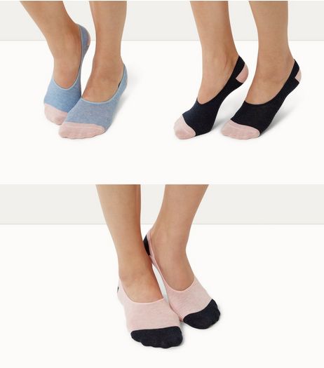 3 Pack Pink Contrast Toe Ballerina Socks | New Look