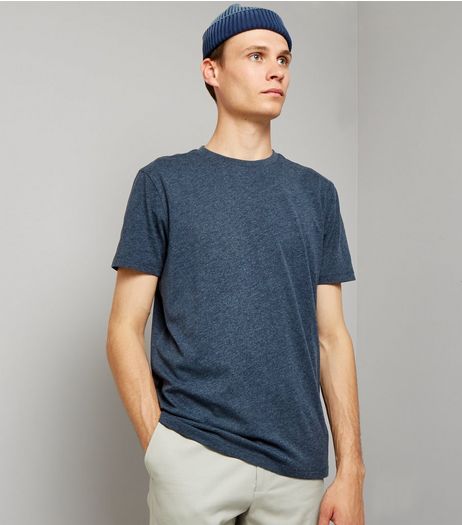 Navy Cotton Mix Crew Neck T-Shirt | New Look