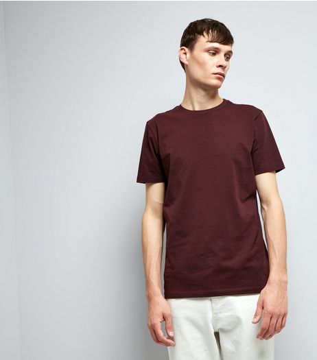 Burgundy Cotton Crew Neck T-Shirt | New Look