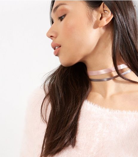 3 Pack Pink Ribbon Chokers | New Look