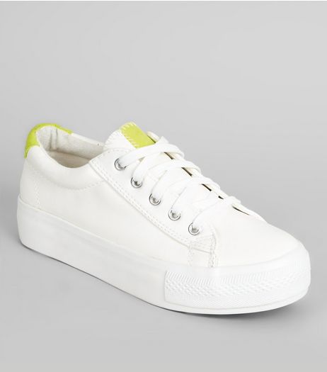 Wide Fit Yellow Contrast Panel Trainers | New Look