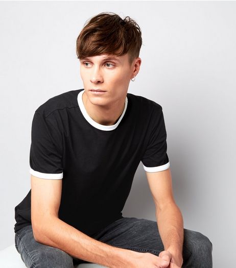 Black Contrast Trim T-Shirt | New Look