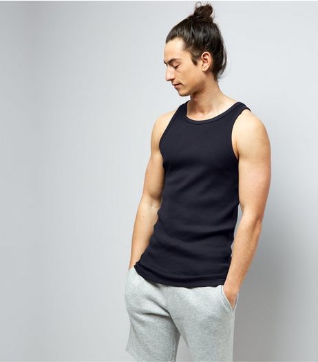 Navy Ribbed Vest | New Look