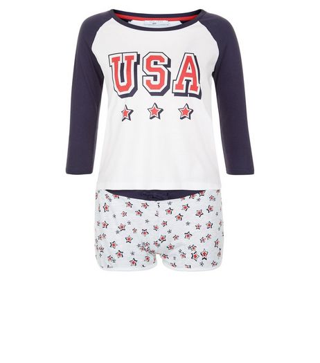 Teens Navy USA Stars Print Pyjama Set | New Look