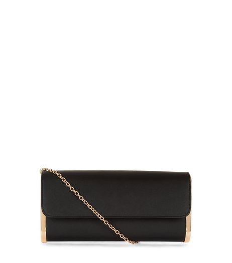 Black Metal Trim Clutch | New Look