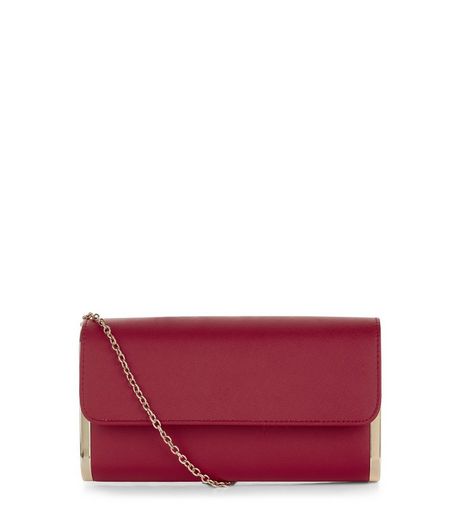 Neon Pink Metal Trim Clutch Bag | New Look