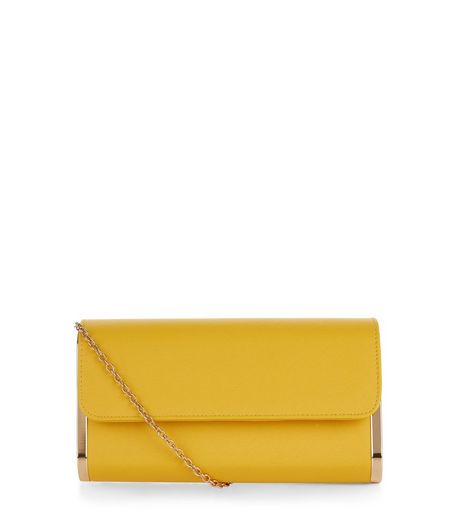 Yellow Metal Trim Clutch Bag | New Look