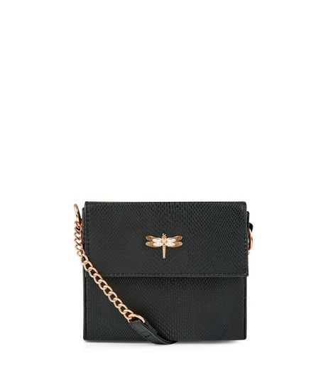 Black Snakeskin Texture Mini Box Bag | New Look