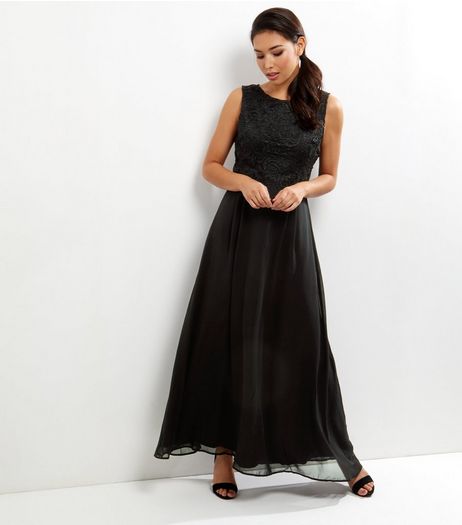 AX Paris Black Crochet Lace 2 in 1 Layered Maxi Dress | New Look