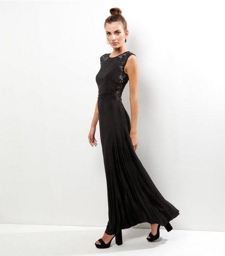 AX Paris Black Lace Panel Sleeveless Maxi Dress | New Look
