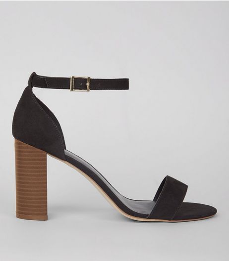 Black Suedette Ankle Strap Block Heels | New Look