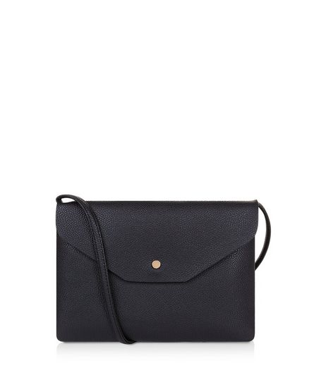 Black Leather-Look Foldover Cross Body Bag | New Look