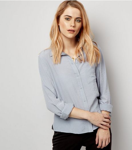 Pale Blue Cropped Long Sleeve Shirt | New Look