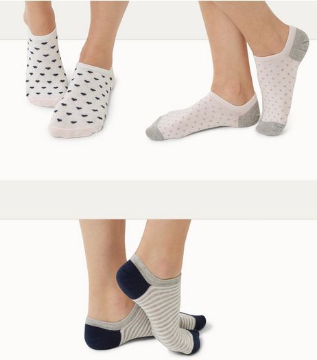 3 Pack Pink Heart Stripe and Socks Sports Socks | New Look