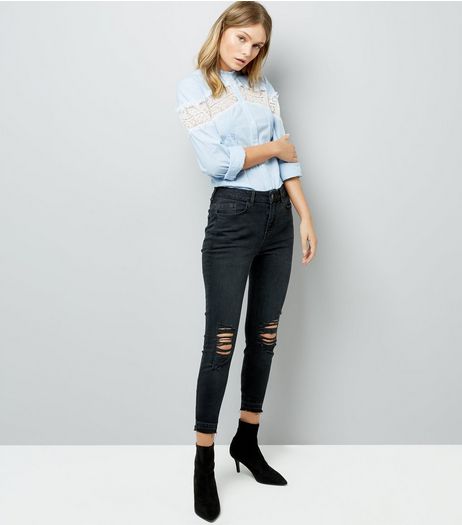 Black Ripped Knee Skinny Jeans | New Look
