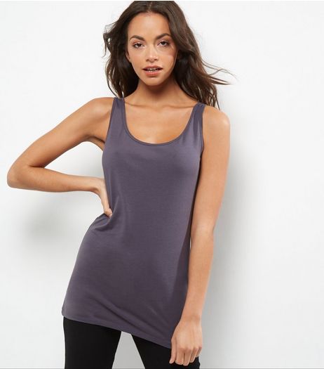 Dark Grey Scoop Neck Vest | New Look