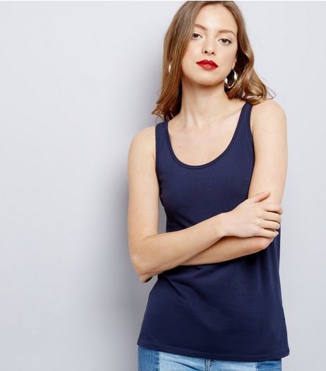 Navy Scoop Neck Vest | New Look