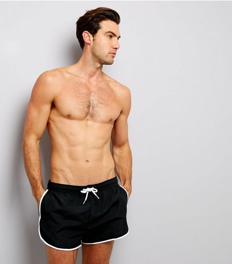 Black Contrast Trim Swim Shorts | New Look