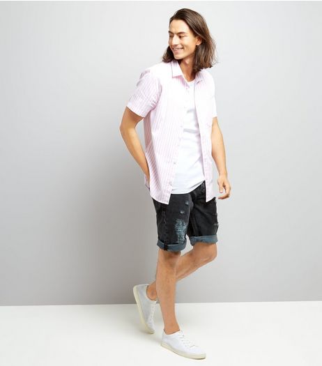 Black Washed Ripped Denim Shorts | New Look