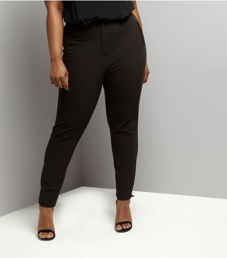 Curves Black Slim Leg Suit Trousers | New Look