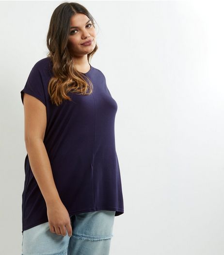 Curves Navy Tie Back Top | New Look