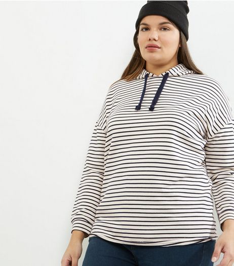 Curves Blue Stripe Hoodie | New Look
