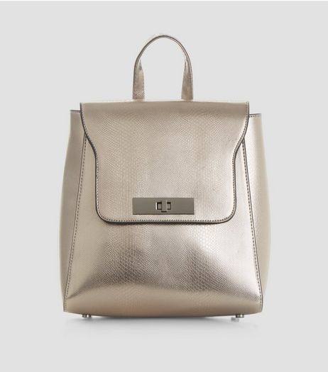 Silver Metallic Mini Backpack | New Look